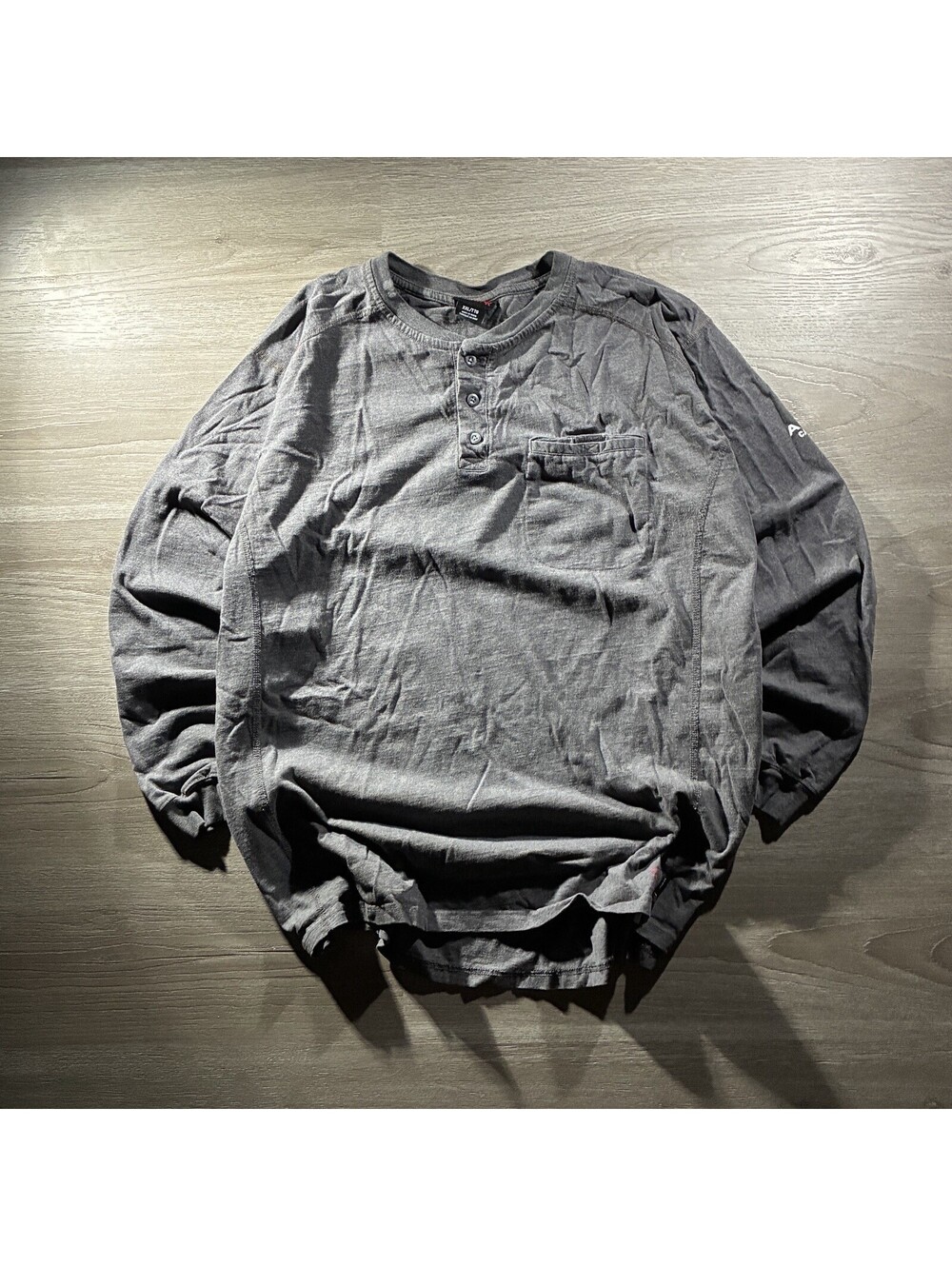 Ariat FR Mens XXL Grey Flame Resistant Long Sleeve Henley Work Shirt CAT 2 Y2K